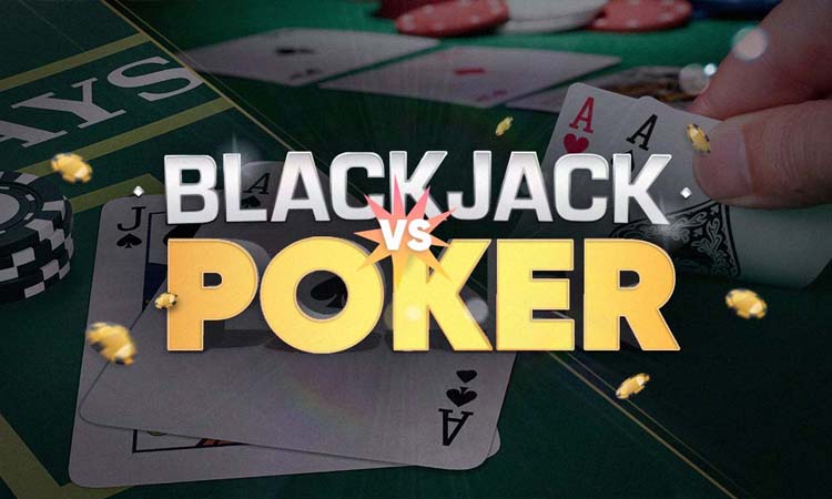 How is blackjack different from poker